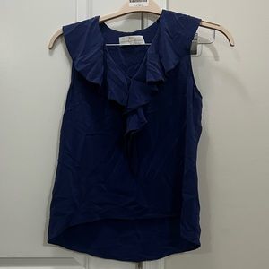 Amanda Uprichard Blue Silk Ruffle Tank Top Size Small